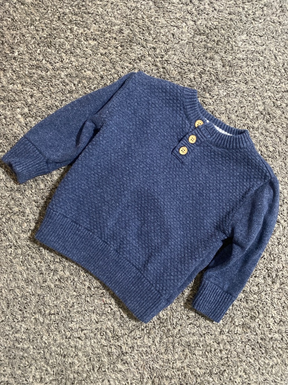 Cat Jack Sweater Toddler Boys 18m Navy Blue Knit Henley Pullover Long Sleeve